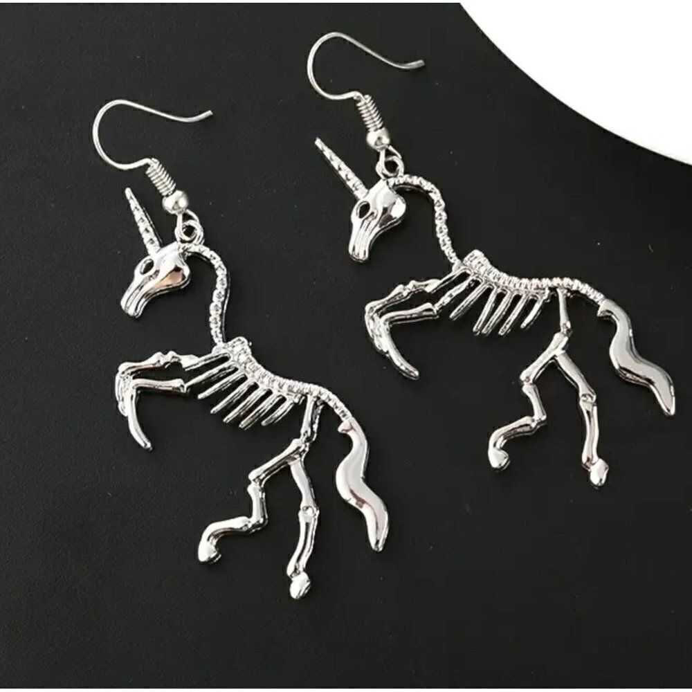 New! Cool Unicorn Skeleton  Dangle Acrylic Earrings Jewelry 🦄